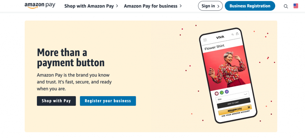 Screenshot of Amazon Pay homepage.
